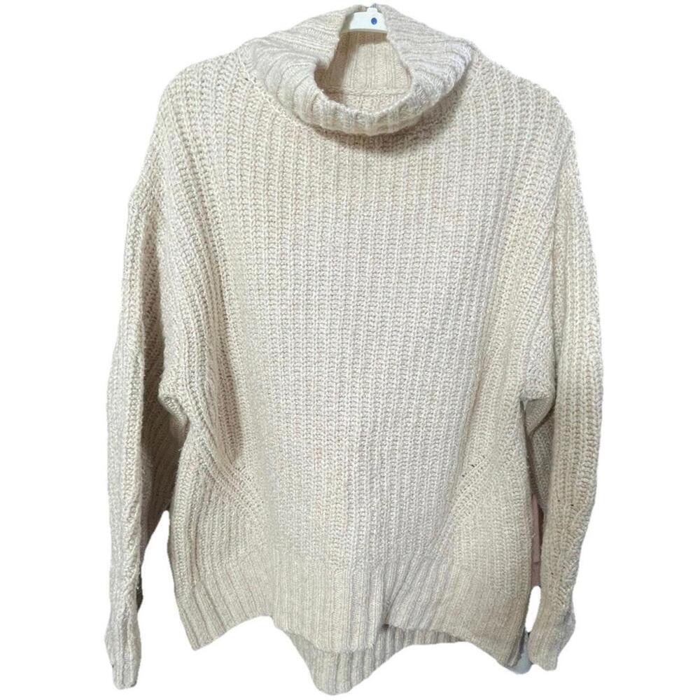 Maeve by Anthropologie Ivory Mock Neck Chunky Knit Sweater Small